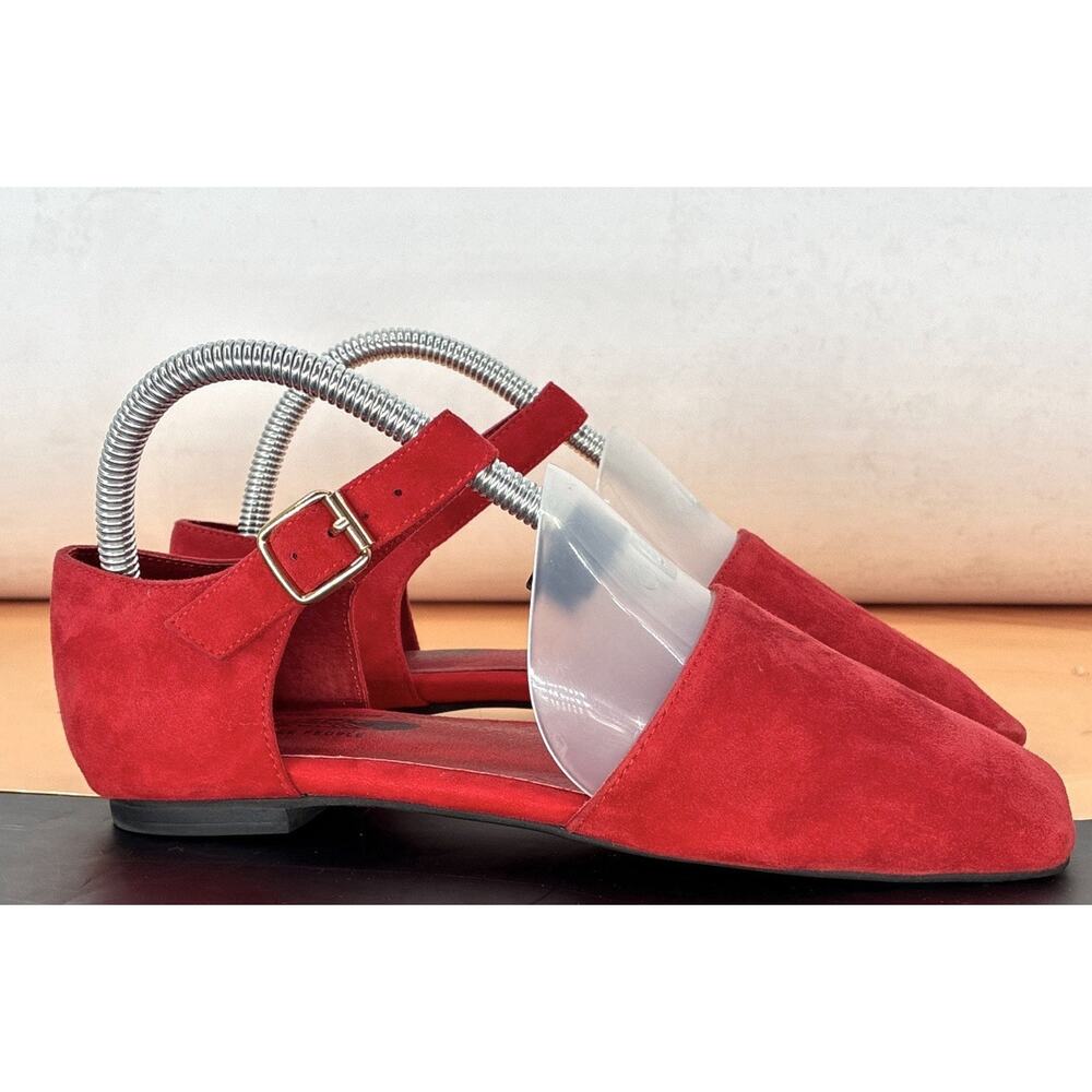 Free People Jeffrey Campbell Red Suede Ballet Flat Square Toe D'Orsay Flat - Picture 3 of 9